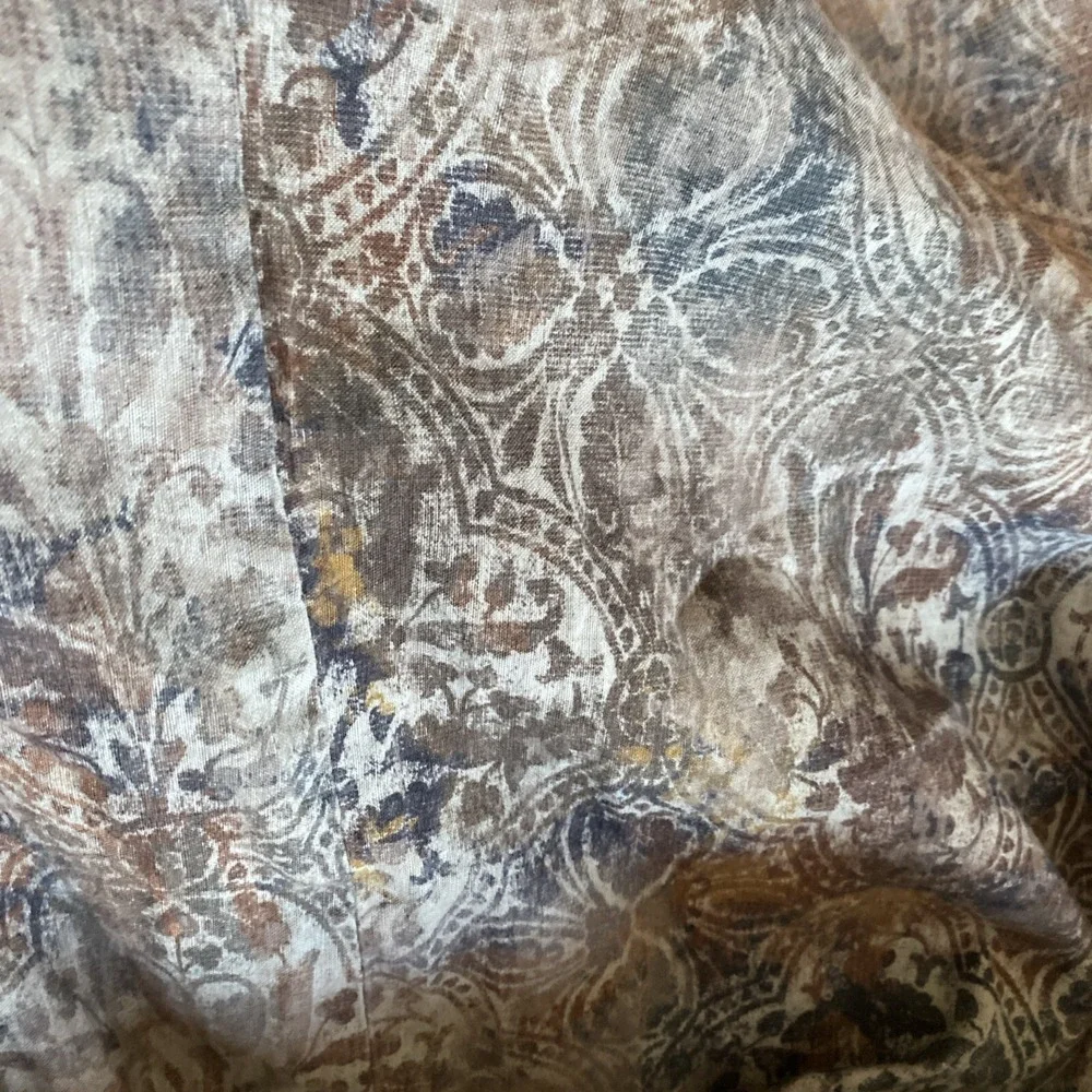 FRONTGATE Queen Duvet Persian Rug Design‎ Tan Blue Brown distressed EUC